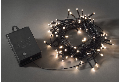 Konstsmide Battery Operated Warm White LED Lights with Black Cable x 80